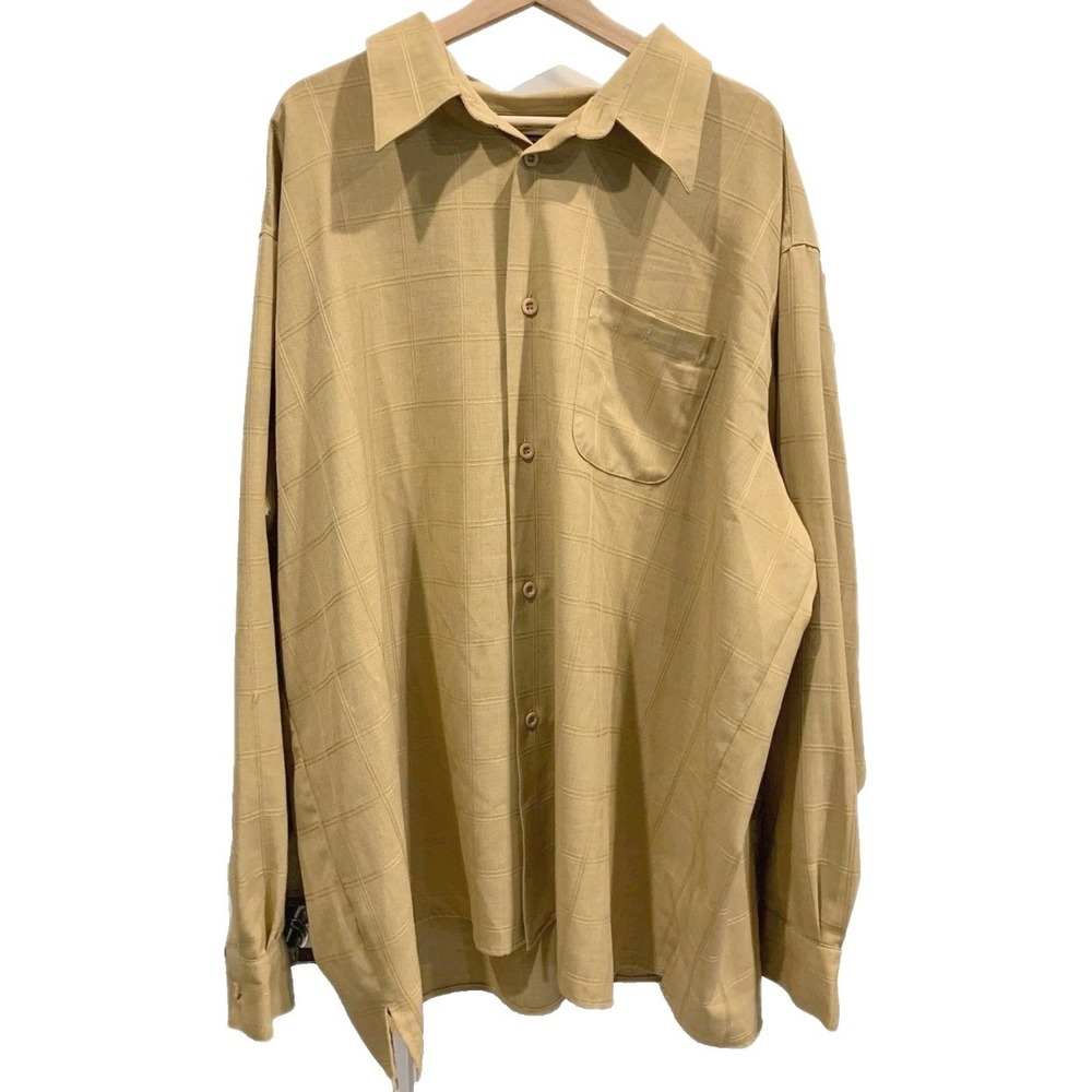 Pronti By Phita Mens‎ 4XL 48x32 Suit 2pc Shirt Pants mustard plaid big tall